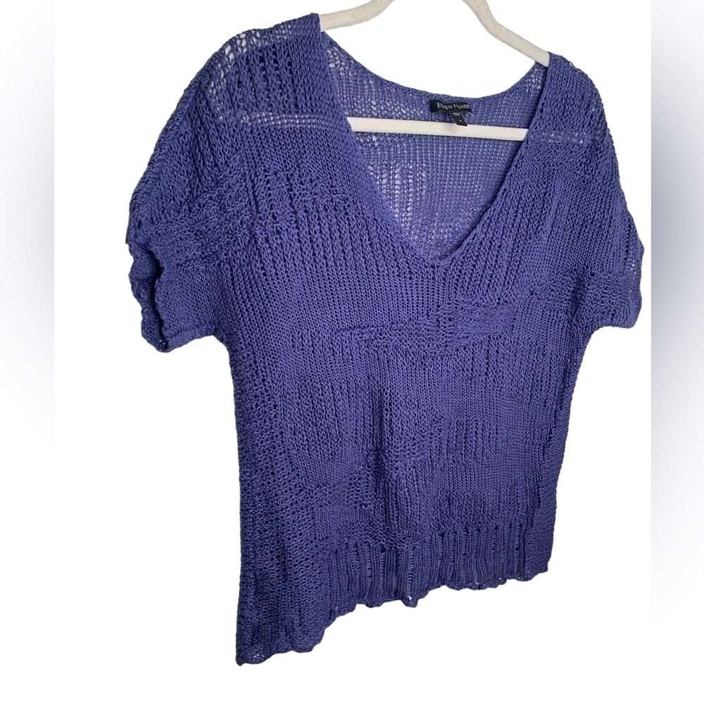 Eileen Fisher Lavender Blue Metallic Knit Top Size Small - Picture 3 of 8